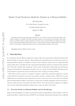 Market Crash Prediction Model for Markets in a Rational Bubble