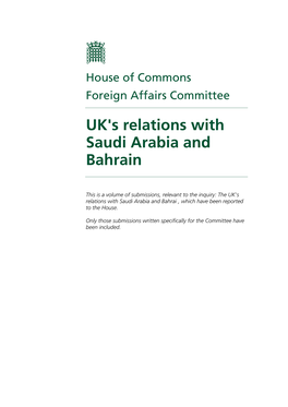UK's Relations with Saudi Arabia and Bahrain