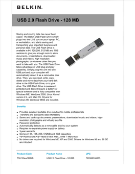 USB 2.0 Flash Drive - 128 MB