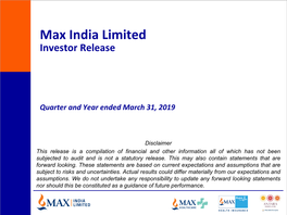 Max India Investor Release for FY19 Open