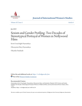 Sexism and Gender Profiling: Two Decades of Stereotypical Portrayal of Women in Nollywood Films Kevin Uwaecheghi Onyenankeya