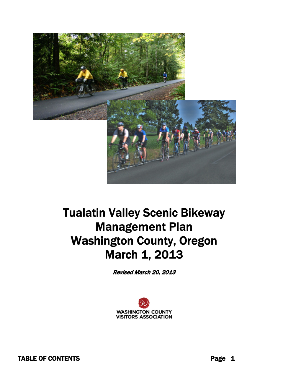 Tualatin Valley Scenic Bikeway Management Plan Washington County, Oregon March 1, 2013