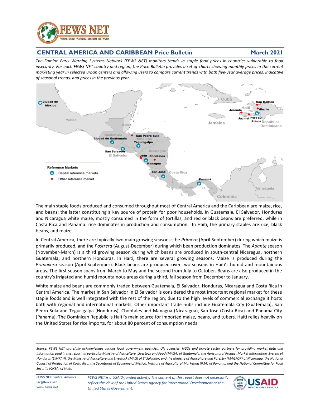 CENTRAL AMERICA and CARIBBEAN Price Bulletin March