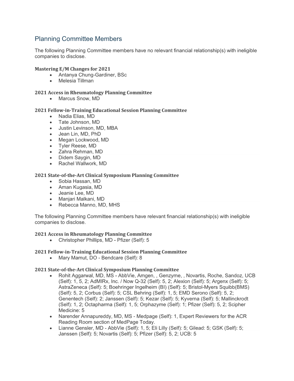 View State-Of-The-Art Clinical Symposium Disclosures