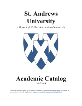 St. Andrews University Academic Catalog