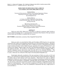 Reduction of Diplycosia Indica (2009) to Gaultheria Akaensis (2006)