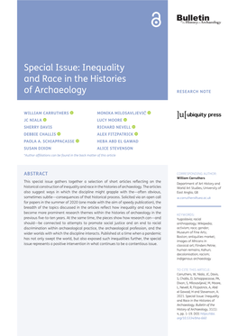 Inequality and Race in the Histories of Archaeology RESEARCH NOTE