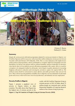 Addressing Poverty Challenges in Nigeria Afriheritage Policy Brief