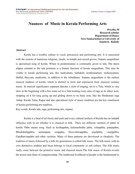 Nuances of Music in Kerala Performing Arts