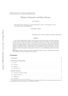 Distance Geometry and Data Science1