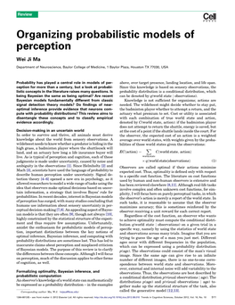 Organizing Probabilistic Models of Perception