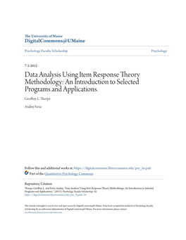 Data Analysis Using Item Response Theory Methodology: an Introduction to Selected Programs and Applications