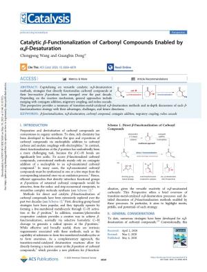 Catalytic Β-Functionalization of Carbonyl Compounds Enabled by Α