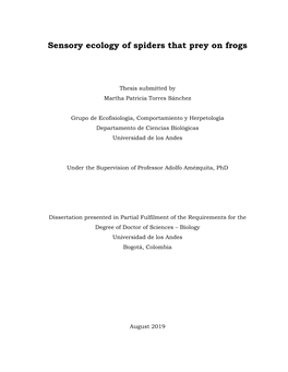 Sensory Ecology of Spiders That Prey on Frogs