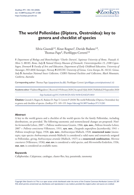 Diptera, Oestroidea): Key to Genera and Checklist of Species