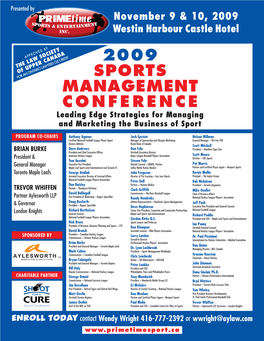 Download the 2009 Sports Management Conference Brochure