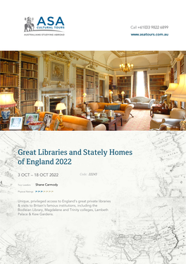 Great Libraries and Stately Homes of England 2022