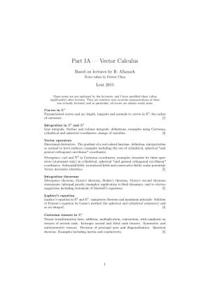 Part IA — Vector Calculus
