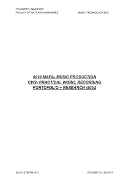 5010 Mapaнаmusic Production Cw2наpractical Work
