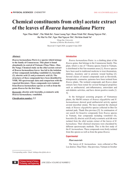 Chemical Constituents from Ethyl Acetate Extract of the Leaves of Rourea Harmandiana Pierre