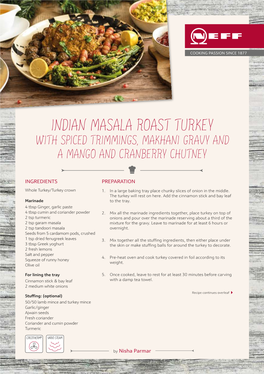 Indian Masala Roast Turkey with Spiced Trimmings, Makhani Gravy and a Mango and Cranberry Chutney
