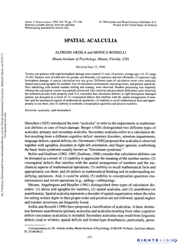 Spatial Acalculia