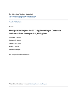 Micropaleontology of the 2013 Typhoon Haiyan Overwash Sediments from the Leyte Gulf, Philippines