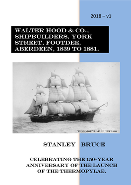 Walter Hood & Co., Shipbuilders, YORK STREET, FOOTDEE, Aberdeen, 1839 to 1881