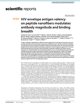 HIV Envelope Antigen Valency on Peptide Nanofibers