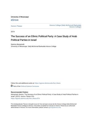 The Success of an Ethnic Political Party: a Case Study of Arab Political Parties in Israel