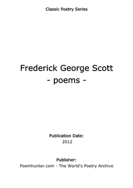 Frederick George Scott - Poems