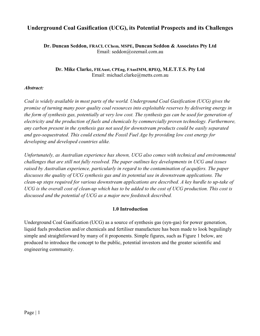 Cleaning Ucg Synthesis