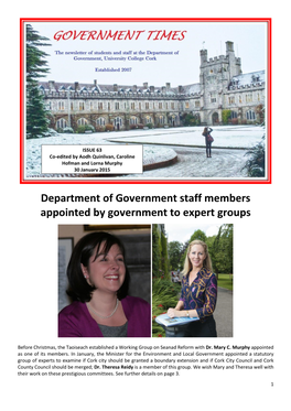 Department of Government Staff Members Appointed by Government to Expert Groups