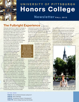 Honors College Newsletter F a L L 2 0 1 2
