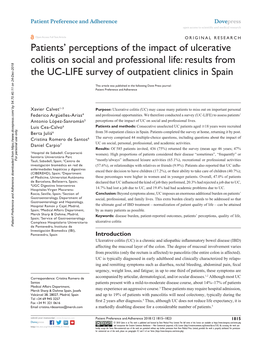 Patients' Perceptions of the Impact of Ulcerative Colitis