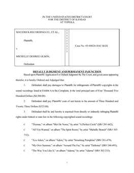 RIAA/Olson/Default Judgment and Permanent Injunction