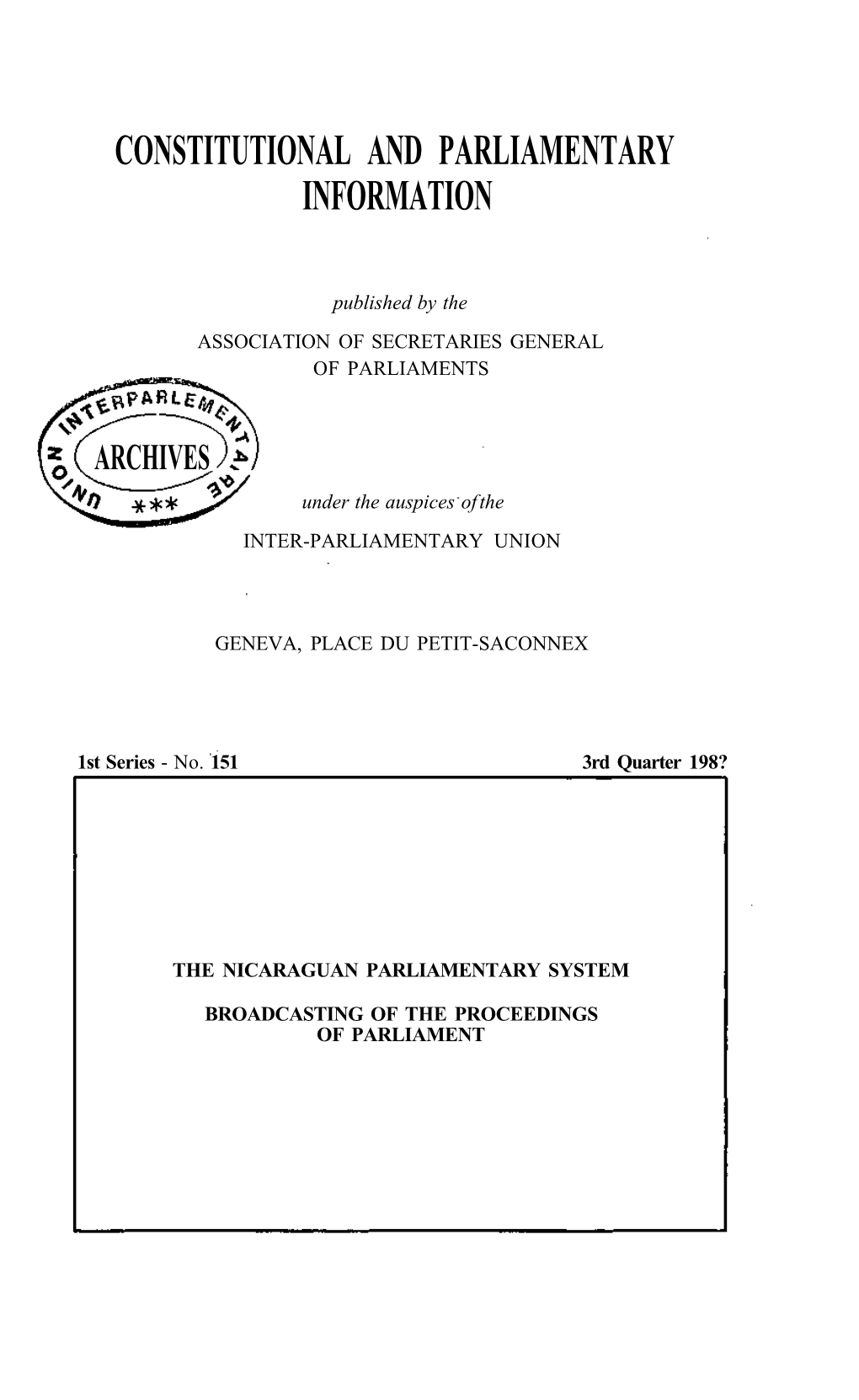 Presentation on the Nicaraguan Parliamentary System