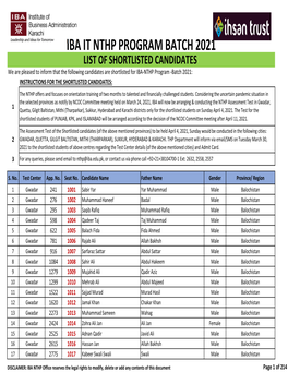 Iba It Nthp Program Batch 2021