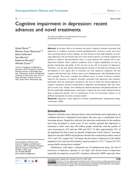 Cognitive Impairment in Depression: Recent Advances and Novel Treatments