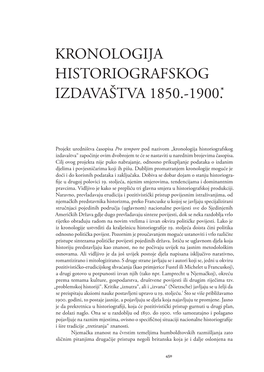 Kronologija Historiografskog Izdavaštva 1850.-1900.*