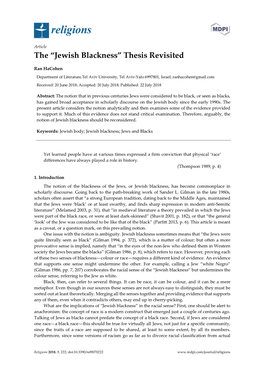 Jewish Blackness” Thesis Revisited