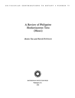 A Review of Philippine Hookeriaceous Taxa (Musci)