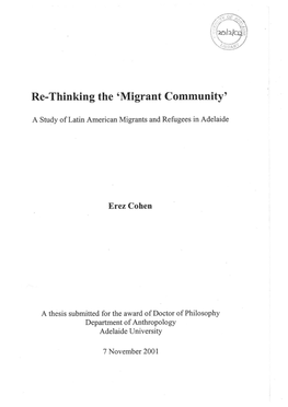 Re-Thinking the 'Migrant Community'