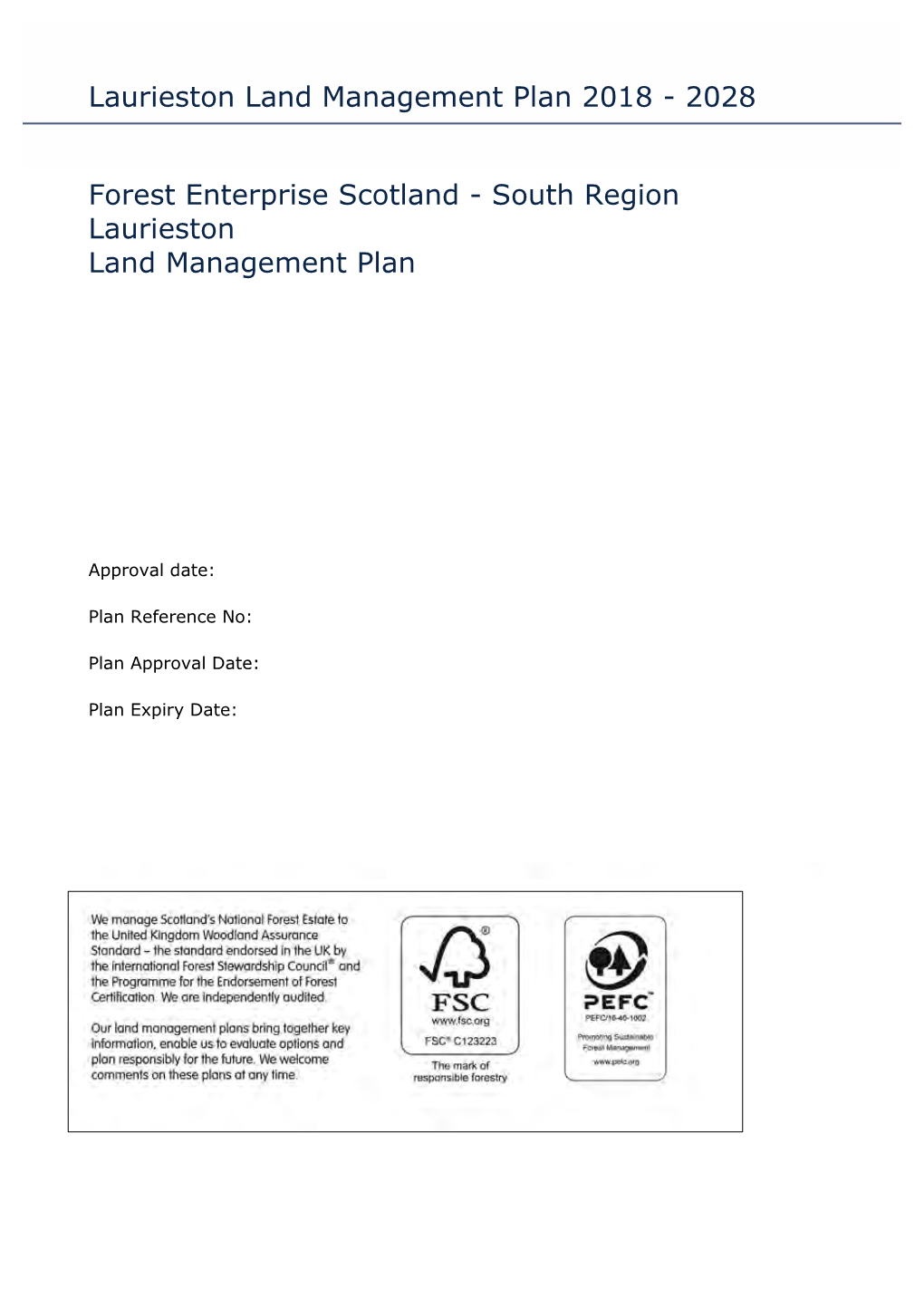 Land Management Plan 2018 - 2028