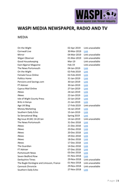 Waspi Media Newspaper, Radio and Tv