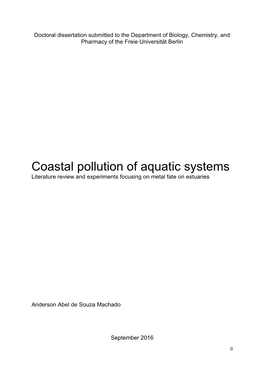 Coastal Pollution of Aquatic Systems Literature Review and Experiments Focusing on Metal Fate on Estuaries