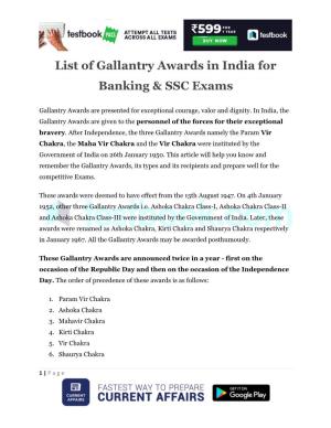List of Gallantry Awards in India for Banking & SSC Exams