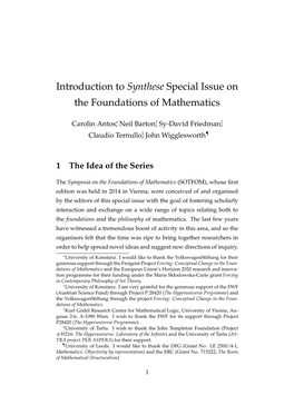 Introduction to Synthese Special Issue on the Foundations of Mathematics