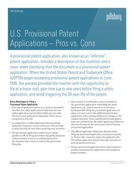 U.S. Provisional Patent Applications – Pros Vs. Cons