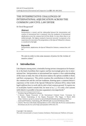 The Interpretative Challenges of International Adjudication Across the Common Law/Civil Law Divide